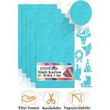 Simli Karton A4 20X30 cm 5 Li 1 Paket Simli Fon Kartonu Parıltılı Kağıt Anasınıfı Kreş Etkinlik Proje Dekoratif - Açık Mavi - 20x30cm