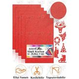 Simli Karton A4 20X30 cm 5 Li 1 Paket Simli Fon Kartonu Parıltılı Kağıt Anasınıfı Kreş Etkinlik Proje Dekoratif - Kırmızı - 20x30cm