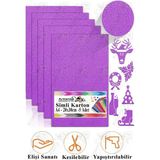 Simli Karton A4 20X30 cm 5 Li 1 Paket Simli Fon Kartonu Parıltılı Kağıt Anasınıfı Kreş Etkinlik Proje Dekoratif - Mor - 20x30cm