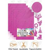 Simli Karton A4 20X30 cm 5 Li 1 Paket Simli Fon Kartonu Parıltılı Kağıt Anasınıfı Kreş Etkinlik Proje Dekoratif - Pembe - 20x30cm