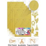 Simli Karton A4 20X30 cm 5 Li 1 Paket Simli Fon Kartonu Parıltılı Kağıt Anasınıfı Kreş Etkinlik Proje Dekoratif - Sarı - 20x30cm