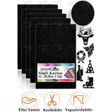 Simli Karton A4 20X30 cm 5 Li 1 Paket Simli Fon Kartonu Parıltılı Kağıt Anasınıfı Kreş Etkinlik Proje Dekoratif - Siyah - 20x30cm