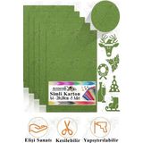 Simli Karton A4 20X30 cm 5 Li 1 Paket Simli Fon Kartonu Parıltılı Kağıt Anasınıfı Kreş Etkinlik Proje Dekoratif - Yeşil - 20x30cm