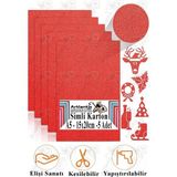 Simli Karton A5 15X20 cm 5 Li 1 Paket Simli Fon Kartonu Parıltılı Kağıt Anasınıfı Kreş Etkinlik Proje Dekoratif - Kırmızı - 15X20CM