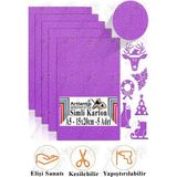 Simli Karton A5 15X20 cm 5 Li 1 Paket Simli Fon Kartonu Parıltılı Kağıt Anasınıfı Kreş Etkinlik Proje Dekoratif - Mor - 15X20CM