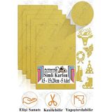 Simli Karton A5 15X20 cm 5 Li 1 Paket Simli Fon Kartonu Parıltılı Kağıt Anasınıfı Kreş Etkinlik Proje Dekoratif - Sarı - 15X20CM