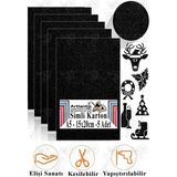 Simli Karton A5 15X20 cm 5 Li 1 Paket Simli Fon Kartonu Parıltılı Kağıt Anasınıfı Kreş Etkinlik Proje Dekoratif - Siyah - 15X20CM