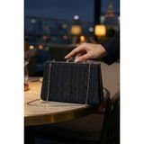 Simli Model Siyah Kadın Düğün, Nişan, Clutch, Abiye Çanta
