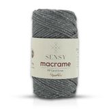 Simli Polyester Makrome İpi 3 mm 250 Gr Supla Ip ve Çanta İpliği (Gri)