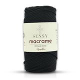 Simli Polyester Makrome İpi 3 mm 250 Gr Supla Ip ve Çanta İpliği (Siyah)
