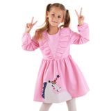 Simli Unicorn Kız Çocuk Pembe Elbise
