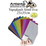 Simli Yapışkanlı Eva 25X35 cm 10 Renk 1 Paket Yapışkanlı Eva Süngeri 10'lu Okul Kreş Anasınıfı Elişi Etkinlikleri - 2 mm - Çok Renkli