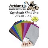 Simli Yapiskanli Eva A4 20X30 Cm 10 Renk 1 Paket Simli Yapiskanli Eva Sungeri 10Lu Okul Kres Anasinifi Elisi Etkinlikleri