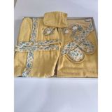 Şimo Butik 5'li Bornoz Seti 0-2 Yaş % 100 Organik Pamuk (Bornoz+Banyo Havlusu+Banyo Kesesi+Kemer+Terlik) - 0 - 2 Yaş - Hardal