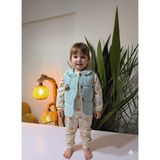 Şimo Butik Bayramlık Kız Bebek Çiçek Desenli Üçlü Takım (Omuzdan Çıtçıtlısweatshirt+Fitilli Yelek+Pantolon) - 6 - 9 Ay - Pembe - Kadife