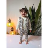 Şimo Butik Bayramlık Kız Bebek Leoparlı Kadife Üçlü Takım ( Çıtçıtlısweatshirt+Kadifeyelek+Pantolon) - 3 - 6 Ay - Bej - Leopar