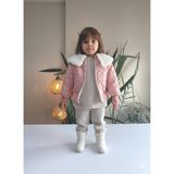 Şimo Butik Bayramlık Kız Bebek Montlu Üçlü Takım (Sweatshirt+ Kürklü Yaka Mont +Pantolon) - 12 Ay - Pembe