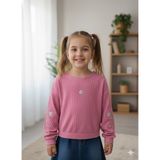 Şimo Butik Bayramlık Kız Çocuk Fitilli Taş Işlemeli Nakışlı Sweat Bluz Kaşkorse - Pembe - 4 Yaş