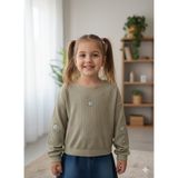 Şimo Butik Bayramlık Kız Çocuk Fitilli Taş Işlemeli Nakışlı Sweat Bluz Kaşkorse - Yeşil - 4 Yaş