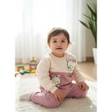 Şimo Butik Bayramlık Kız Çocuk Peluş Detaylı Kabartmalı Kalın Takım Cepli %100 Pamuk - 5 Yaş - Pembe - Altın