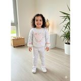 Şimo Butik Bayramlık Kız Çocuk Peluş Detaylı Kabartmalı Kalın Takım Cepli %100 Pamuk Kalpli - 3 Yaş - 0-Gri