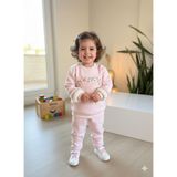 Şimo Butik Bayramlık Kız Çocuk Peluş Detaylı Kabartmalı Kalın Takım Cepli %100 Pamuk Kalpli - 5 Yaş