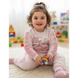 Şimo Butik Bayramlık Kız Çocuk Peluş Detaylı Kabartmalı Kalın Takım Cepli %100 Pamuk - Tavşan Figürlü - 7 Yaş