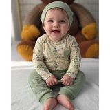Şimo Butik Erkek-Kız Bebek Omuz Genişletmeli Çıtçıtlı Body Pijama Bere Takımı, %100 Pamuk , Modern Tasarım - Açık Çağla - 6 - 9 Ay