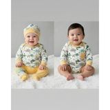 Şimo Butik Erkek-Kız Bebek Omuz Genişletmeli Çıtçıtlı Body Pijama Bere Takımı, %100 Pamuk , Modern Tasarım - Hardal - Altın - 3 - 6 Ay