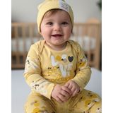 Şimo Butik Erkek-Kız Bebek Omuz Genişletmeli Çıtçıtlı Body Pijama Bere Takımı, %100 Pamuk , Modern Tasarım - I Love You - 6 - 9 Ay
