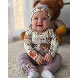 Şimo Butik Erkek-Kız Bebek Omuz Genişletmeli Çıtçıtlı Body Pijama Bere Takımı, %100 Pamuk , Modern Tasarım - Lila - Altın - 3 - 6 Ay