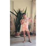 Şimo Butik Kız Çocuk Şortlu Takım Yıldızlı Somon, Yeşil, Lila - Pembe - Altın - 4 - 5 Yaş