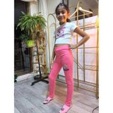 Şimo Butik Kız Çocuk Tayt Kışlık Şardonlu Pamuklu Beli Lastikli Labubu Pembe - Pembe - Bebek - 5 Yaş
