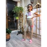 Şimo Butik Kız Çocuk Tayt Kışlık Şardonlu Pamuklu Beli Lastikli Nakışlı Kelebek Camel - Camel - Camel - 6 Yaş