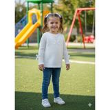 Şimo Butikkışlık Fuzzy/peluş Gövdeli Fitilli Kollu Süveter Görünümlü Kız Çocuk Sweat Bluz - Beyaz - 3 - 4 Yaş