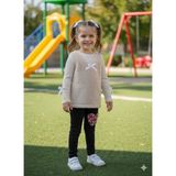 Şimo Butikkışlık Fuzzy/peluş Gövdeli Fitilli Kollu Süveter Görünümlü Kız Çocuk Sweat Bluz - Camel - 3 - 4 Yaş