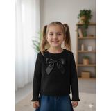 Şimo Butikkışlık Fuzzy/peluş Gövdeli Fitilli Kollu Süveter Görünümlü Kız Çocuk Sweat Bluz - Siyah - 3 - 4 Yaş