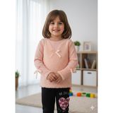 Şimo Butikkışlık Fuzzy/peluş Gövdeli Fitilli Kollu Süveter Görünümlü Kız Çocuk Sweat Bluz - Somon - 4 - 5 Yaş