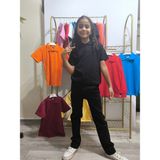 Şimo Butikunisex Çocuk Genç Polo Yaka Kısa Kol Okul Günlük Tişört, Nefes Alabilen Kumaş - Siyah - 6 Yaş