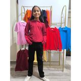 Şimo Butikunisex Çocuk Genç Polo Yaka Uzun Kol Okul Günlük Tişört, Nefes Alabilen Kumaş - Bordo - 12 Yaş