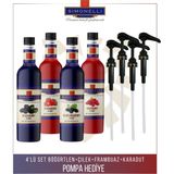 Simonelli 4’lü Kokteyl Şurubu Seti 700 ml Çilek Böğürtlen Frambuaz Karadut Aromalı