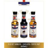 Simonelli Aromalı Şurup Seti 3X250 ml Kahve ve Kokteyl Şurubu Toffenut, Çikolata ve Vanilya Aromalı