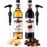 Simonelli Çikolata ve Beyaz Çikolata Aromalı Kahve Şurubu Seti 2x700 ml - İçecek ve Kokteyl Şurubu (2 Adet Pompa Dahil)