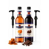 Simonelli Karamel ve Çikolata Aromalı Kahve Şurubu 700 ml 2'li Set - İçecek ve Kokteyl Şurubu (2 Adet Pompa Dahil)