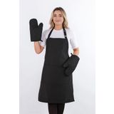Simple 3'lü Set Ayar Askılı Cepli Mutfak Önlüğü Seti (2 ELDİVEN) Şef Garson Kafe Aşçı Barista