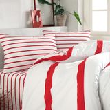 Simple Cote Blanc Line %100 Pamuk Kırmızı 240x220 cm Tek Kişilik Nevresim Takımı