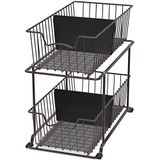 Simple Houseware 2 Katlı Dolap Tel Sepet Çekmece Düzenleyici, Kahverengi