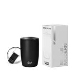 Simple Modern 12 oz Voyager Seyahat Kupası Bardak, Şeffaf Kapaklı ve Pipetli - Kahve Fincanı Çocuk Vakum Yalıtımlı Şişe 18/8 Paslanmaz Çelik Hidro - Gece Siyahı