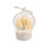 Simple Pleasures Kar Küresi, LED Işıklı Pilli, Beyaz Geyik ve Çam Ağacı Temalı, Dekoratif Noel Süsü, 13x10 cm, El Yapımı
