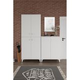 Simple Sp6190 Ayakkabılık 6 Kapaklı Mutfak Dolabı Balkon Dolabı Kiler Banyo Dolabı Çok Amaçlı Dolap Beyaz Gümüş Beyaz - Gümüş